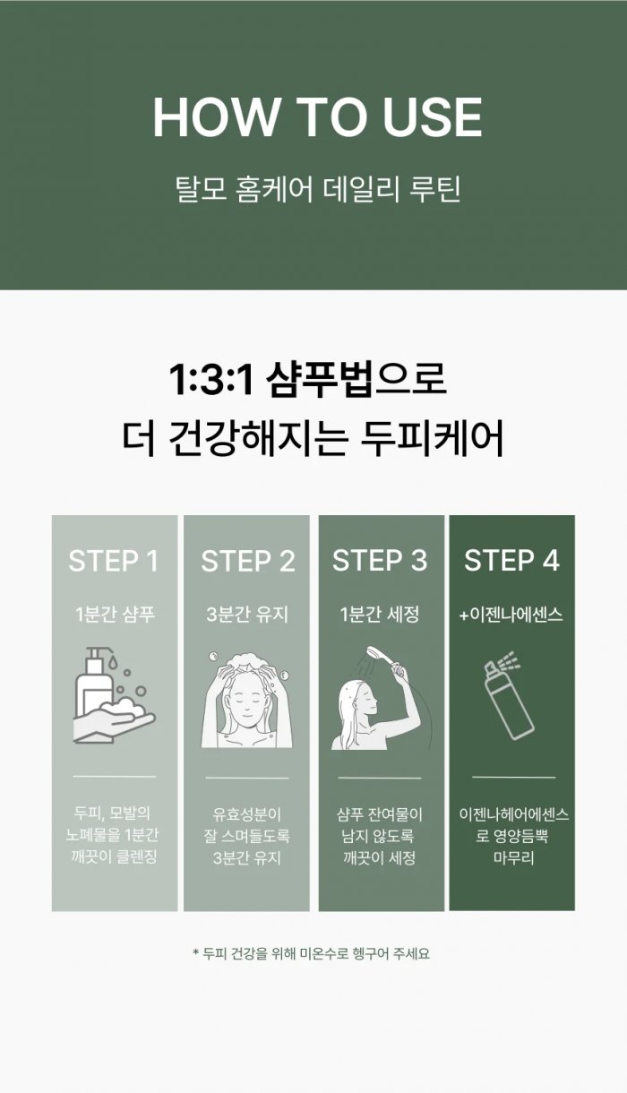 이젠나 1:3:1 샴푸법 두피케어루틴 가이드 이미지
